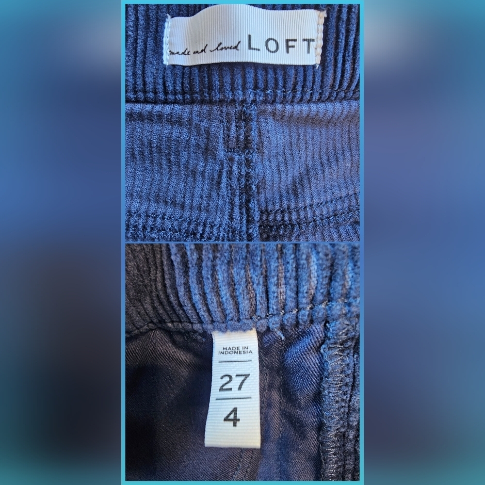 LOFT Women's Navy Syraight Corduroy Pants - Picture 3 of 12